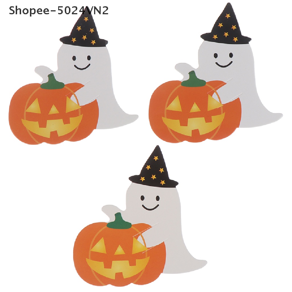 [Mới &amp; Halloween &amp; Halloween] Set 50 Tấm Thiệp Giấy Hình Ma Bí Ngô DIY Làm Quà Tặng Kẹo Mút