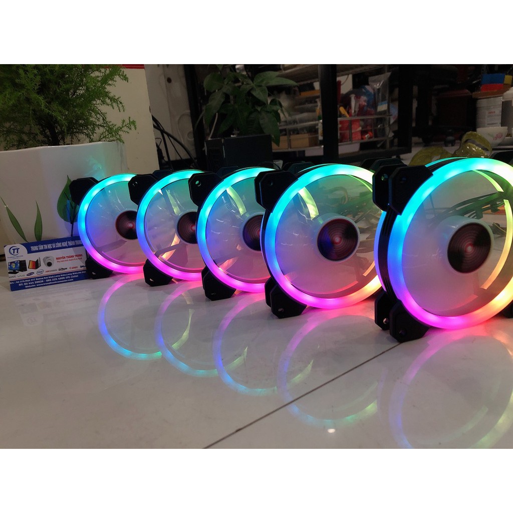 Quạt tản nhiệt, Fan Led RGB Coolmoon Sunshine V1 Dual Ring (Dùng qua Hub chuyển đổi nguồn)