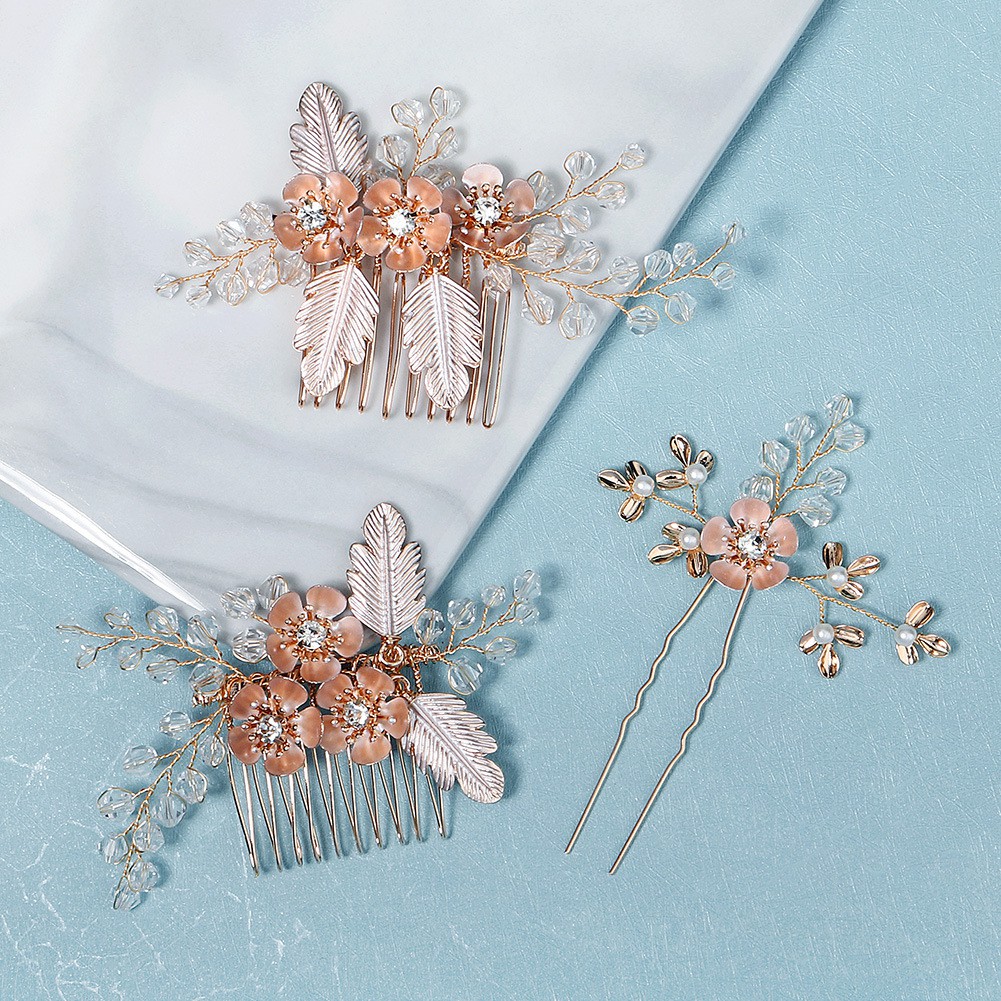 Bộ trâm cài tóc cô dâu 3 chiếc thời trang handmade - Fashion Bridal Accessories Handmade - Comb34822062021
