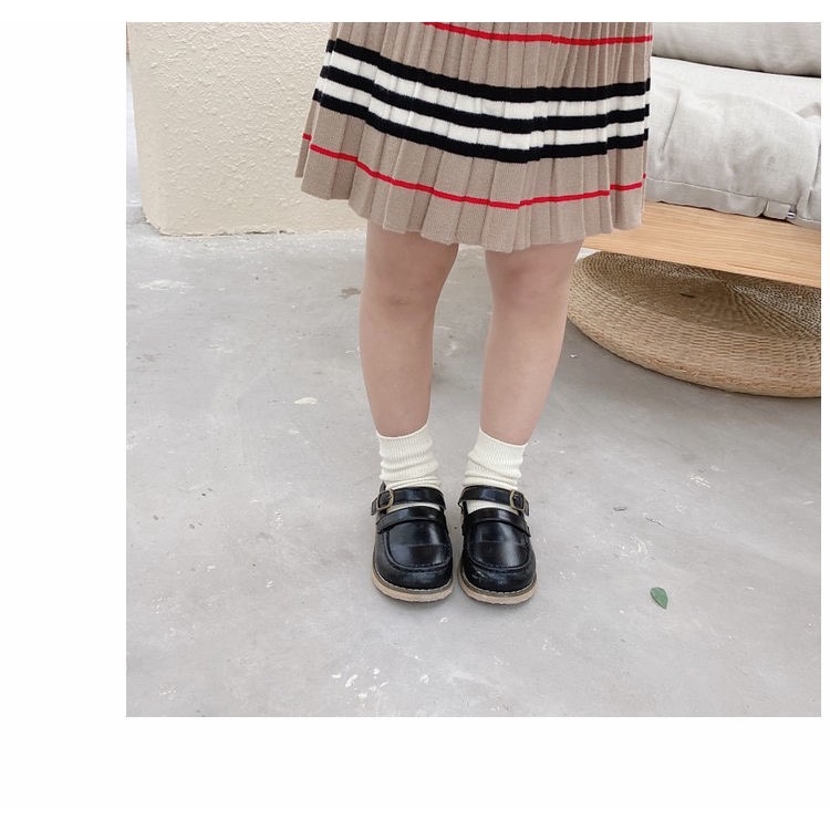 ￼Giày Bé Gái - Giày búp bê da mềm phong cách Vintage Hàn Quốc có quai dán bb529