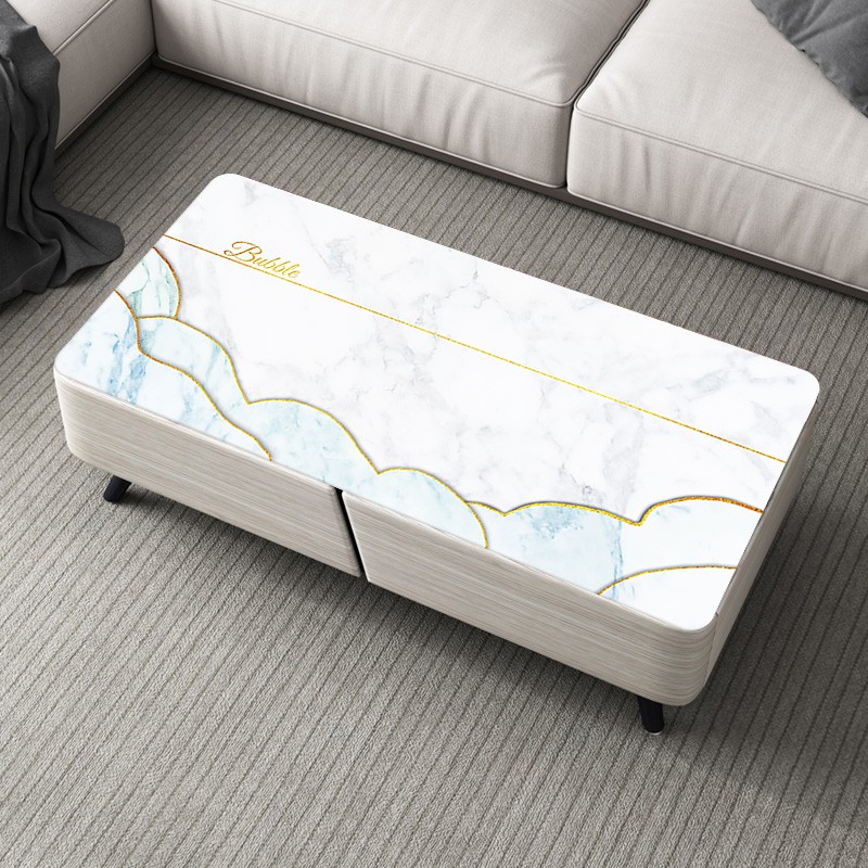 🔥vải🔥◆Creative white cloud shape modern simple imitation marble pattern waterproof and anti-scalding living room coffee table tablecloth