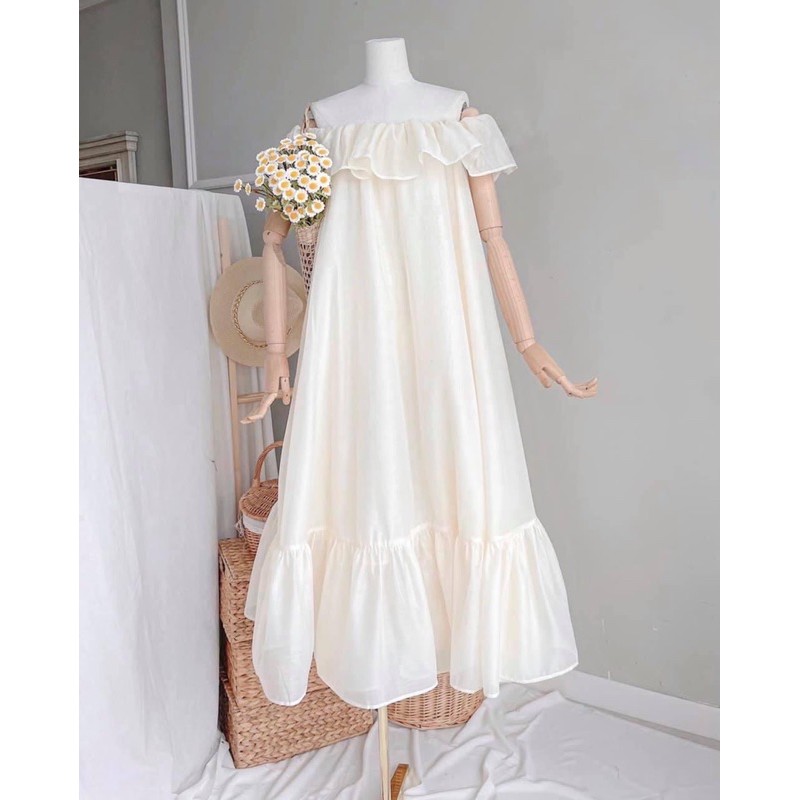 [Mã FAGREEN245 giảm 10% tối đa 30K đơn 99K] Đầm Maxi tơ trễ vai dáng dài hàng đẹp 2 lớp⚡️Ảnh thật | BigBuy360 - bigbuy360.vn