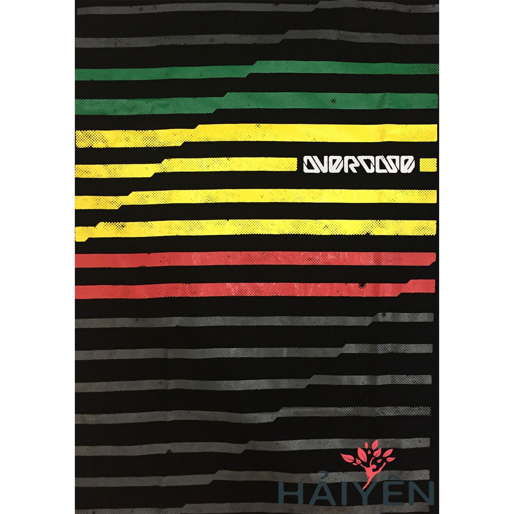Áo thun Thái Lan màu đen in 3D sọc ngang nhỏ màu xám xanh lá vàng đỏ T0054