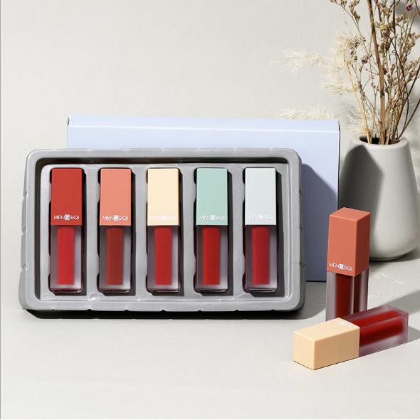 Bộ sản phẩm son MENGSIQI-Morandi Velvet Mist Five Lip Glaze Set Box bán chạy số 1 Quảng Châu