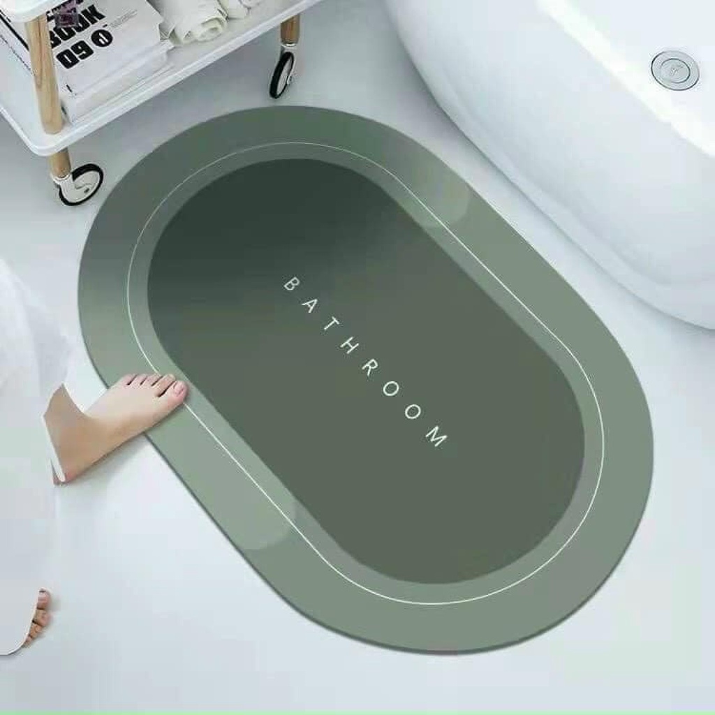 Thảm lau chân hình oval siêu thấm hút, khô chân nhanh, chống trơn trượt để nhà tắm nhà bếp