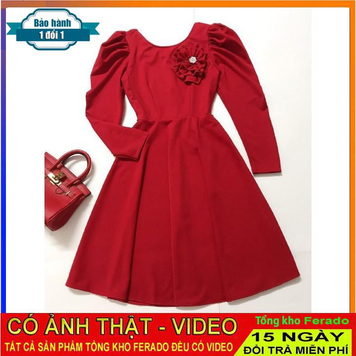 [ xả kho ] MiD Đầm đỏ umi Nhật V1302 đính hoa thủ công Mie Design kèm ảnh thật