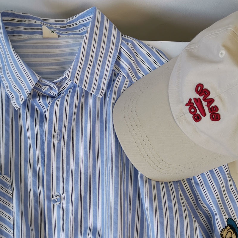 Áo Sơ Mi Tay Dài Kẻ Sọc In Họa Tiết Hoạt Hình Phong Cách Cổ Điển Thời Trang Cho Nữ