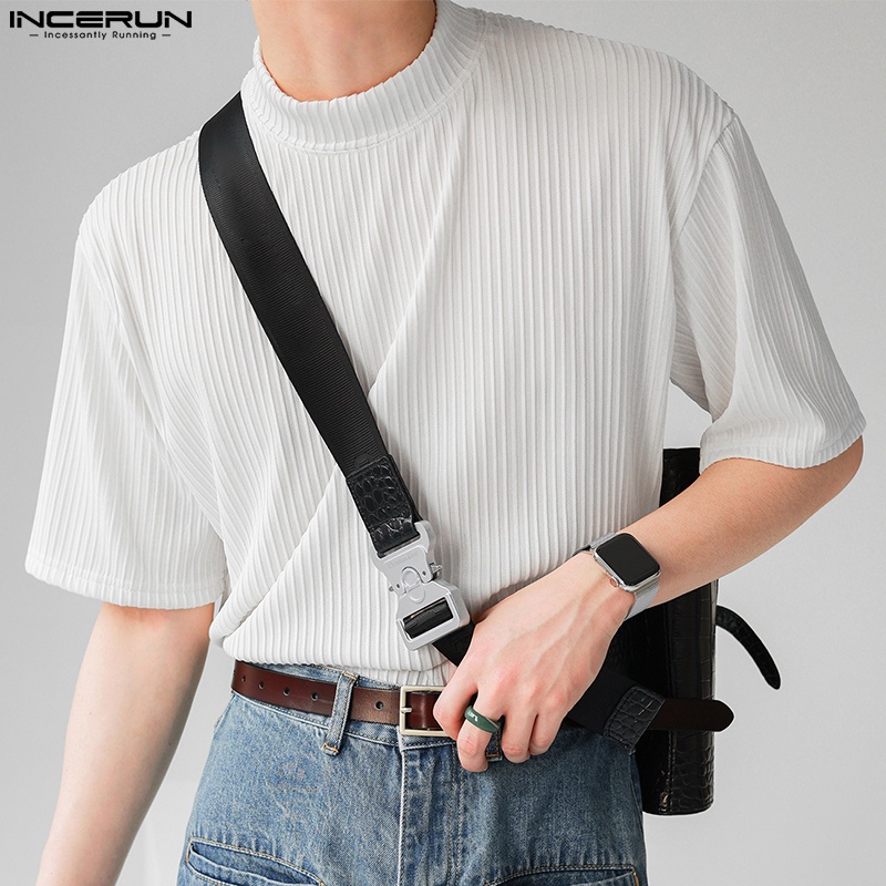 Áo thun trơn Incerun cổ tròn màu thời trang mùa hè dành cho nam giới