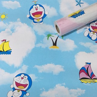10M GIẤY DÁN TƯỜNG DOREMON XANH (kt: dài 10m x rộng 45cm /cuộn) 5288