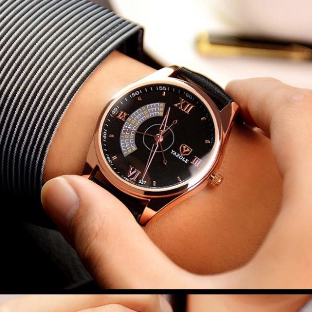 Đồng hồ nam Yazole 337 Dây da kiểu dáng độc đáo . | BigBuy360 - bigbuy360.vn