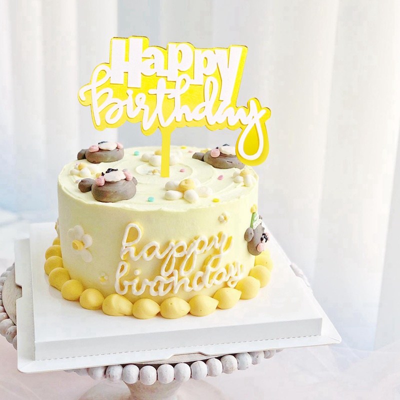 Phụ Kiện Trang Trí Bánh Kem Sinh Nhật Bằng Acrylic Trong Suốt Hai Lớp 6 Màu Tùy Chọn