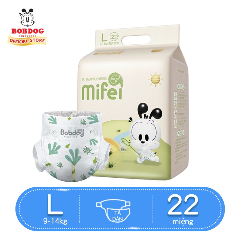 Tã trẻ em BOBDOG dùng một lần nhẹ nhàng và mềm mại kích thước M24/ L22/ XL20