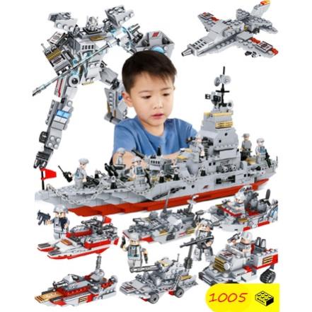 BỘ ĐỒ CHƠI XẾP HÌNH Lắp Ráp CHIẾN HẠM, OTO, ROBOT, Lắp ghép TÀU CHIẾN