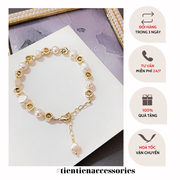 Vòng tay nữ, lắc tay mạ vàng phối ngọc baroque Ngọc Nữ Tiên Tiên.accessories