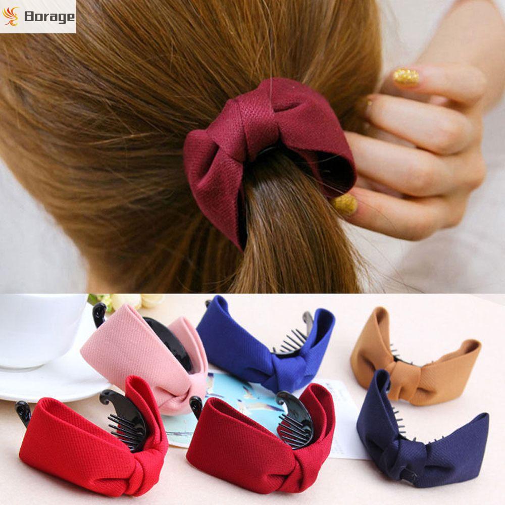 Kẹp tóc nơ vải hình cung nhiều màu sắc xinh xắn thời trang cho nữ