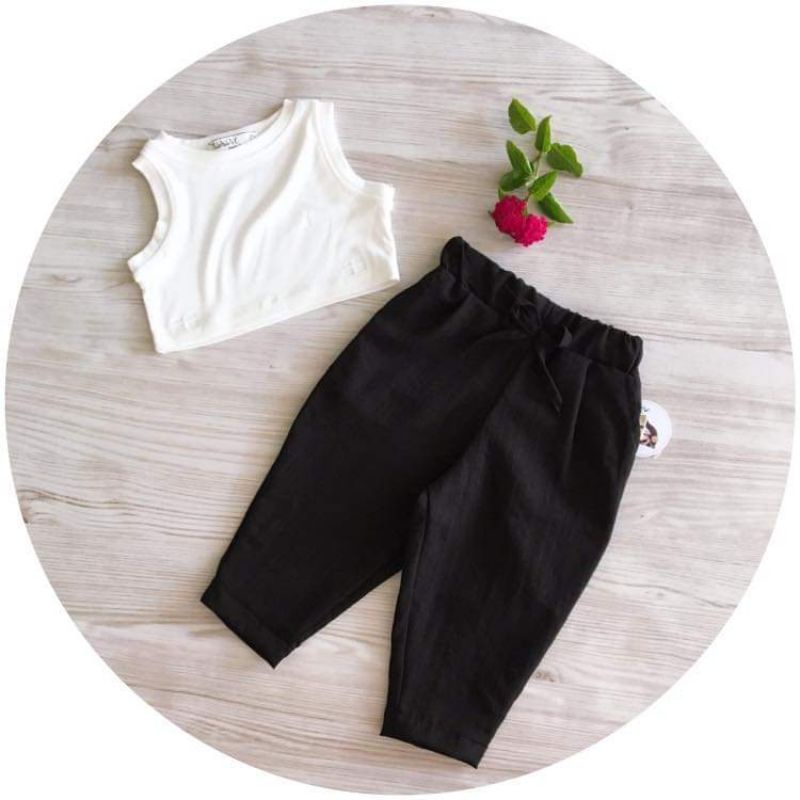 SET QUẦN BAGGY ÁO CROPTOP CHO BÉ GÁI