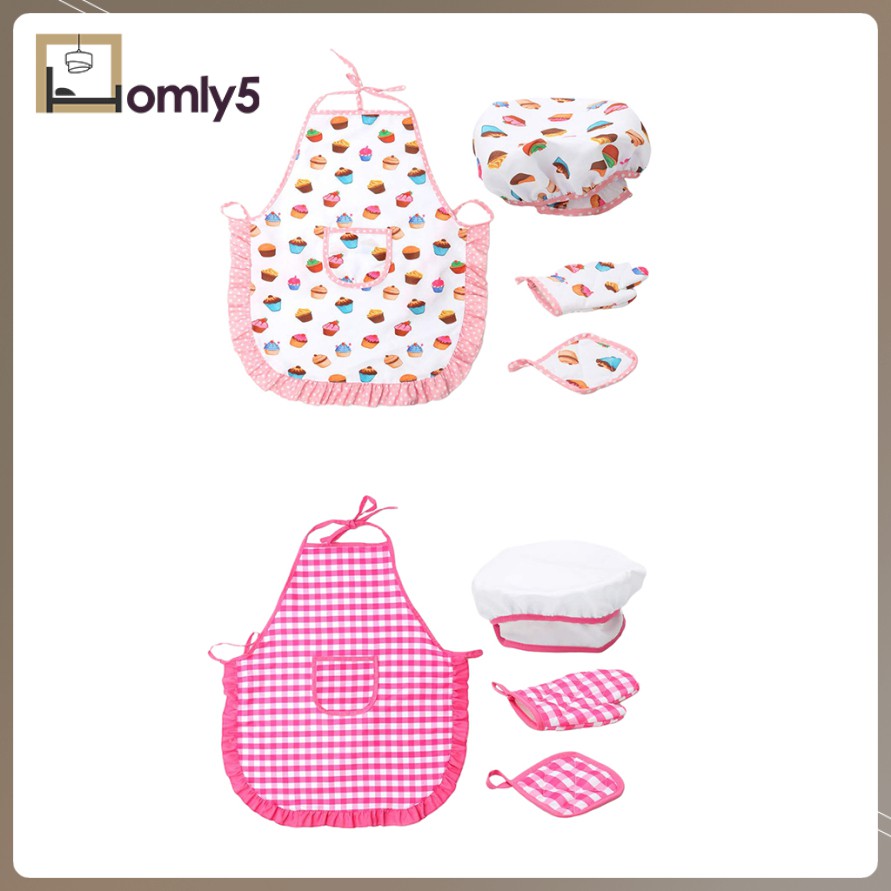 1 Bộ Găng Tay + Nón + Găng Tay + Găng Tay + Găng Tay + Tấm Lót Nồi Nấu Ăn Cho Trẻ Em Chơi Trò Chơi Nhà Bếp