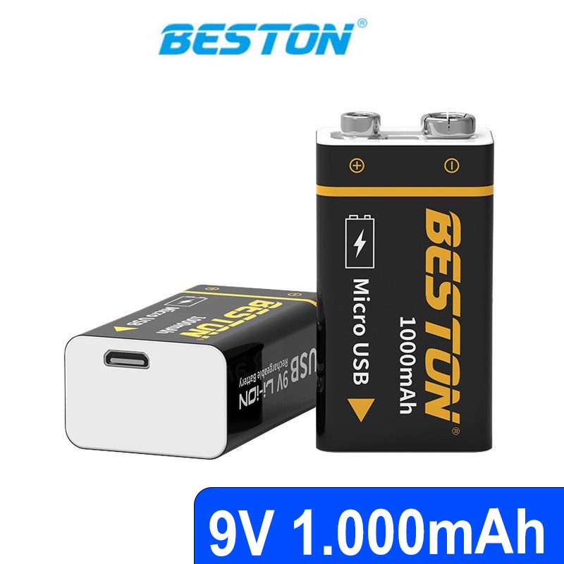 Pin sạc vuông 9v Beston cao cấp dung lượng cao 1000mAh cho micro sạc trực tiếp bằng cáp micro USB