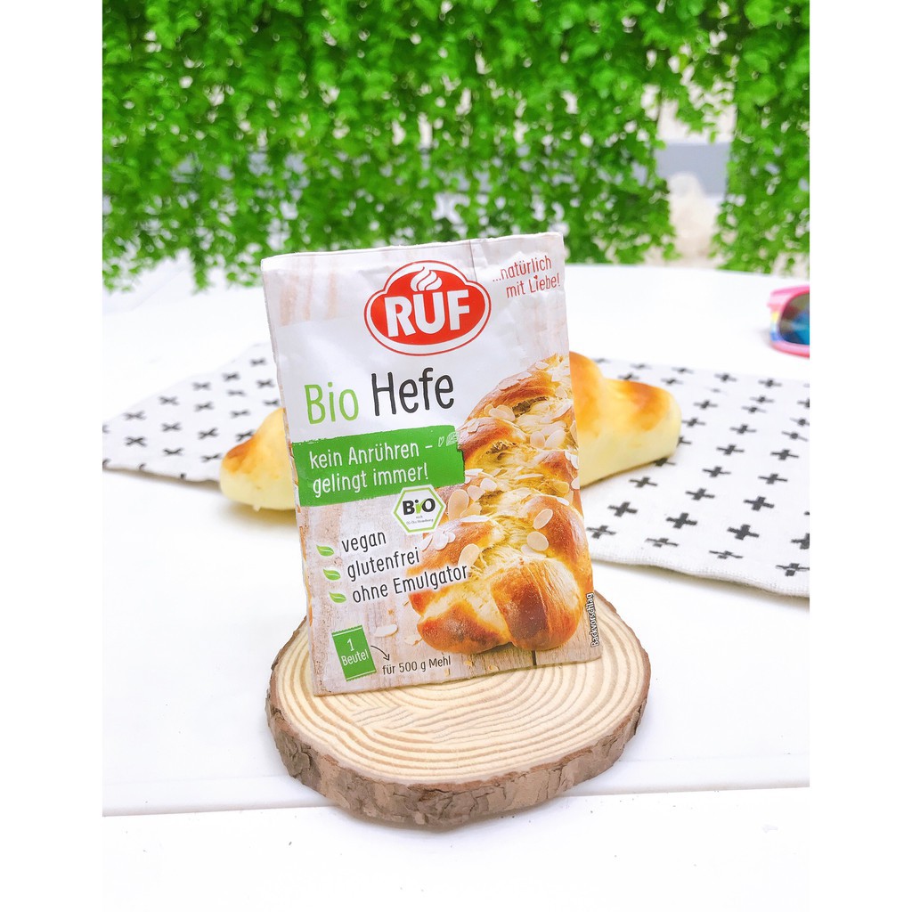 Men nở hữu cơ làm bánh mỳ , bánh bao Bio Hefe RUF gói 9g Nội Địa Đức