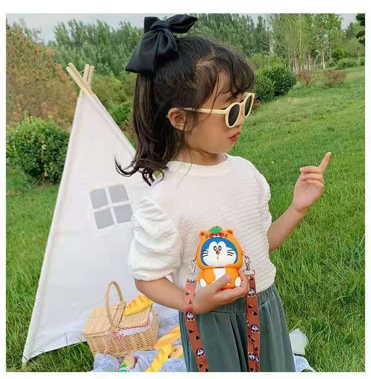 túi đựng tiền Korean Version Cartoon Doraemon Sling Bag Crossbody Silicone Wallet Card Shoulder Bag Diagonal Girls Women Soft Coin Purse Bag with Strap