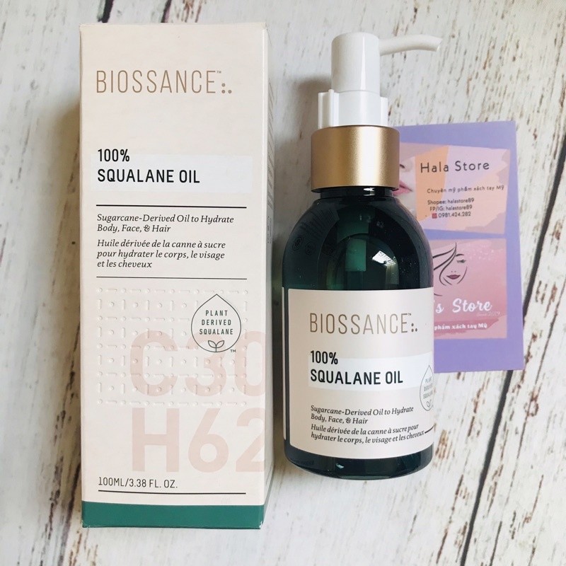 Dầu dưỡng ẩm Squalene Oil tinh khiết 100% Biossance dùng được cho mặt, toàn thân và cho tóc