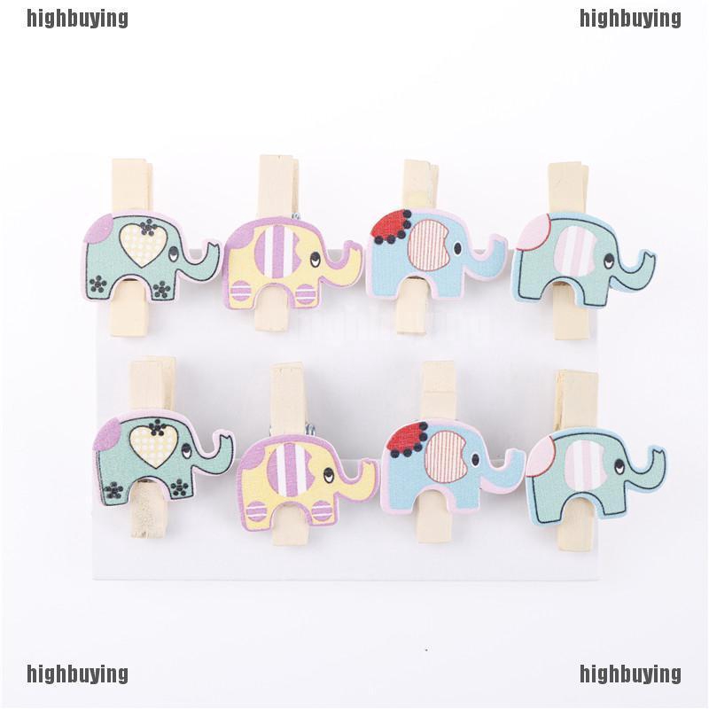 Set 8 KẹP Gỗ HìNh Con Voi NhiềU MàU SắC