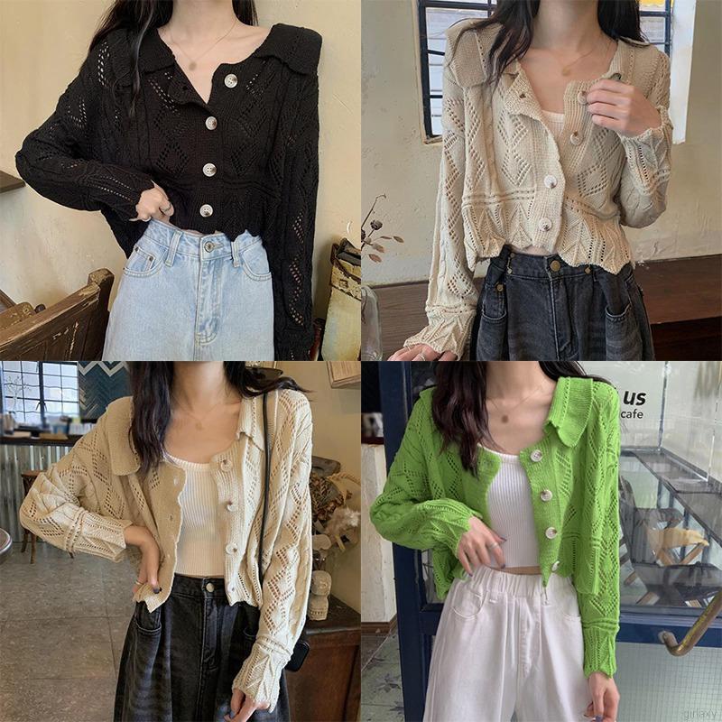 Áo khoác cardigan dệt kim mỏng tay dài dáng rộng phong cách retro Hàn Quốc thời trang dành cho nữ