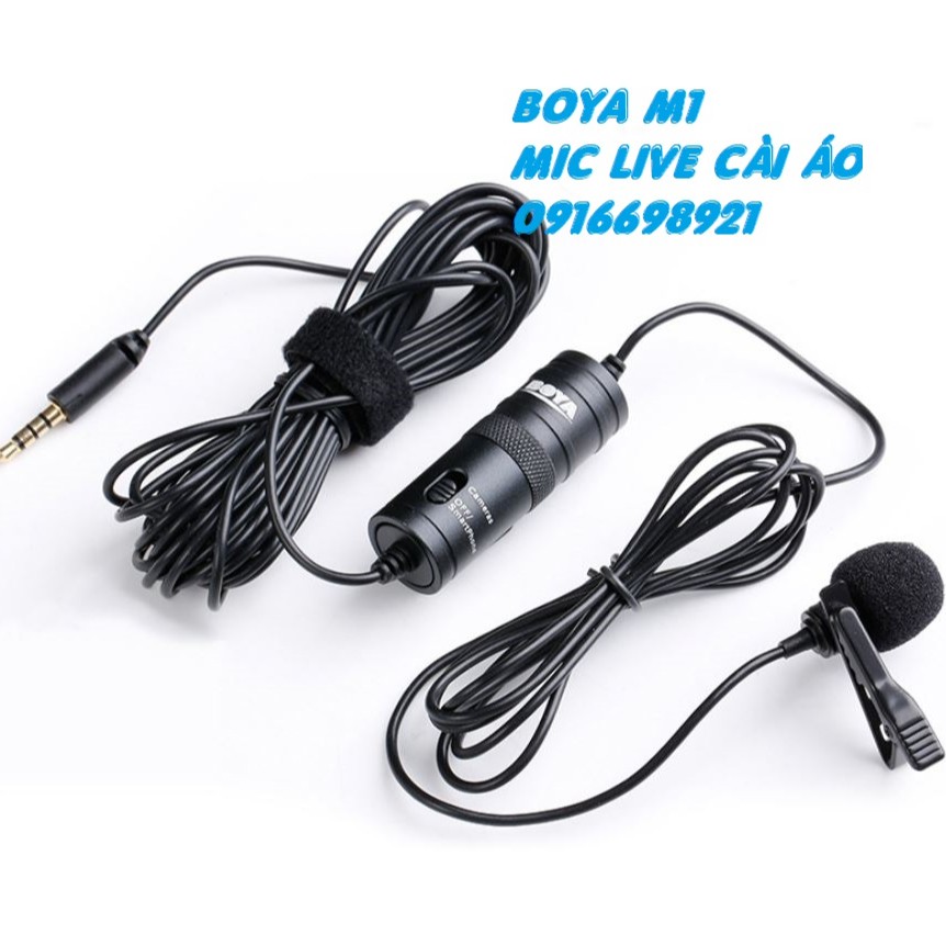 Micro mic Ghi Âm Cài Áo Boya BYM1 livestream live dây 6m chống ổn tốt