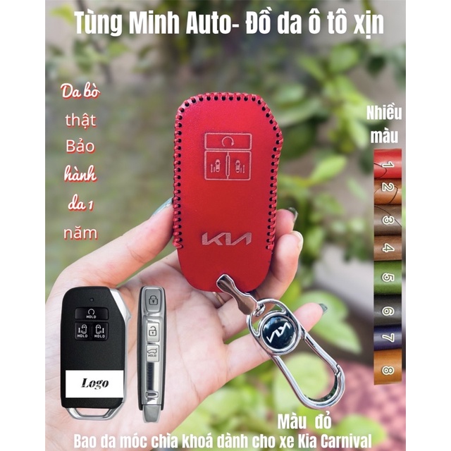 Bao da móc chìa khoá xe Carnival, bọc chìa khoá xe hơi khâu tay