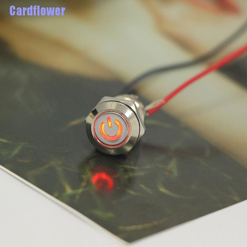 Công tắc nhấn bằng kim loại 12mm 12v màu đen chống thấm nước có đèn led nhiều màu