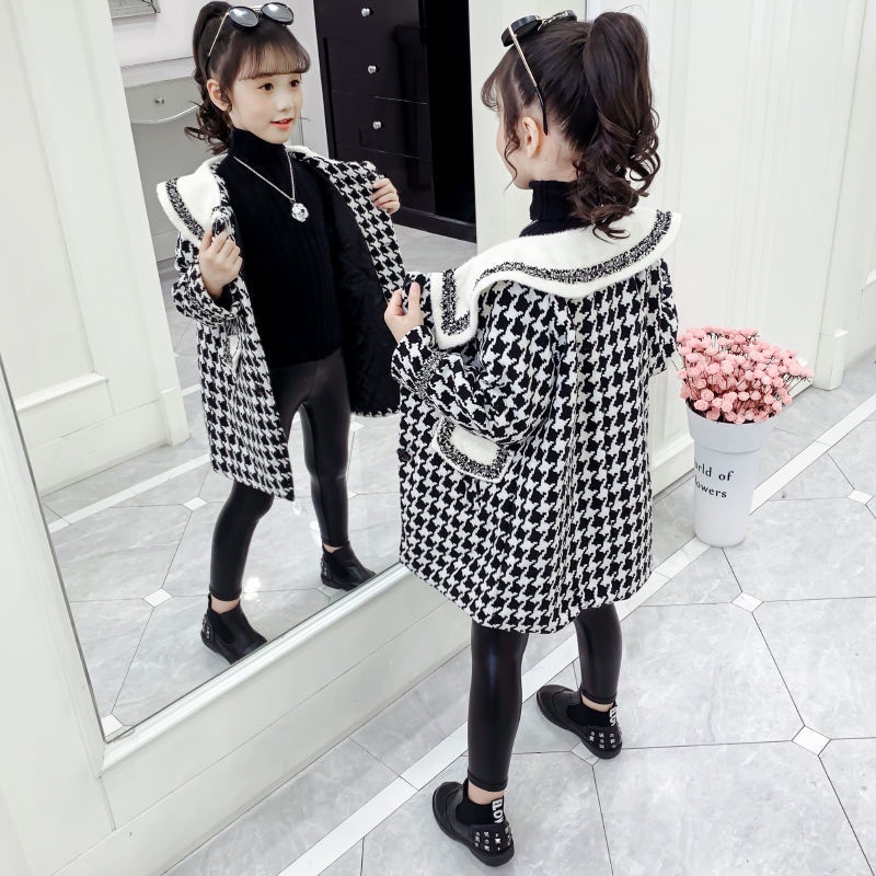 Áo Khoác Len Dày Kiểu Phương Tây Thời Trang Xuân Thu Cho Bé Gái