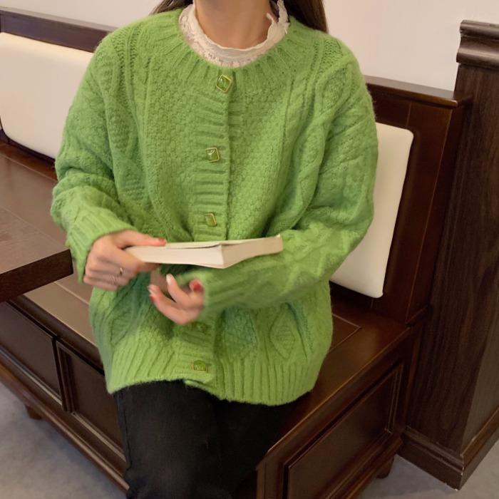 Áo khoác cardigan dệt kim dáng rộng xoắn kiểu Nhật Bản mới mùa thu đông 2021