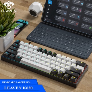 Bàn phím cơ gaming LEAVEN K620 - Led RainBow - Hotswap Layout 61 Nhỏ gọn thông dụng