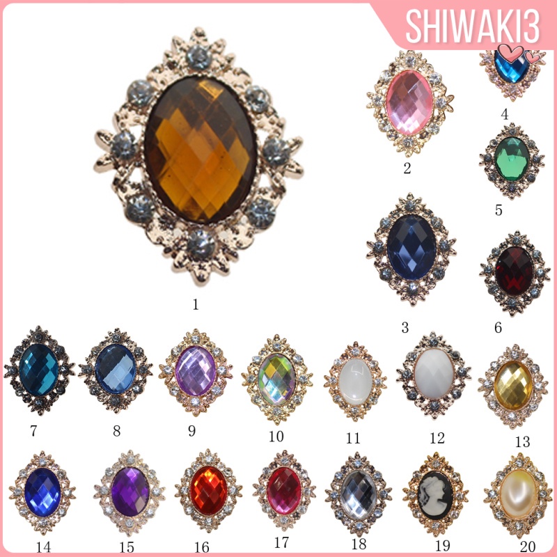 Set 10 Nút Thắt Lưng Dẹt Đính Đá Kim Cương Giả Màu Vàng Làm Đồ Thủ Công Đa Ứng Dụng