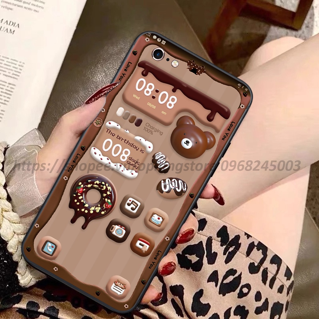 Ốp lưng Iphone 6 / 6S / 6 Plus / 6S Plus in hình 3D gấu cute xinh xắn cạnh viền vuông bảo vệ camera