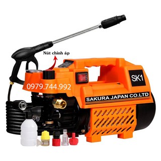 Máy Rửa Xe Áp Lực Cao Sakura Sk1 Có Điều Chỉnh Triết Áp Đầu Động Cơ. Công suất 2400W. Bảo hành 12 tháng