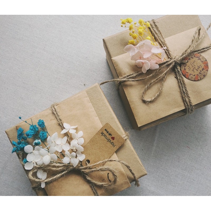 Hộp giấy Kraft gói quà [GIÁ TỐT - CHẤT LƯỢNG] kèm dây thừng và giấy sợi lót quà | BigBuy360 - bigbuy360.vn
