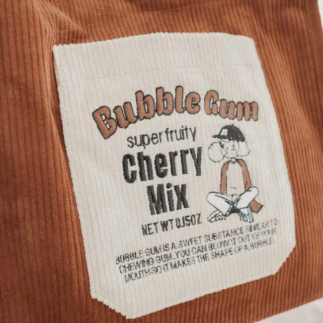 Túi Đeo Chéo Bubble Gum Chất Liệu Nhung Tăm Màu Nâu In Hình Đáng Yêu