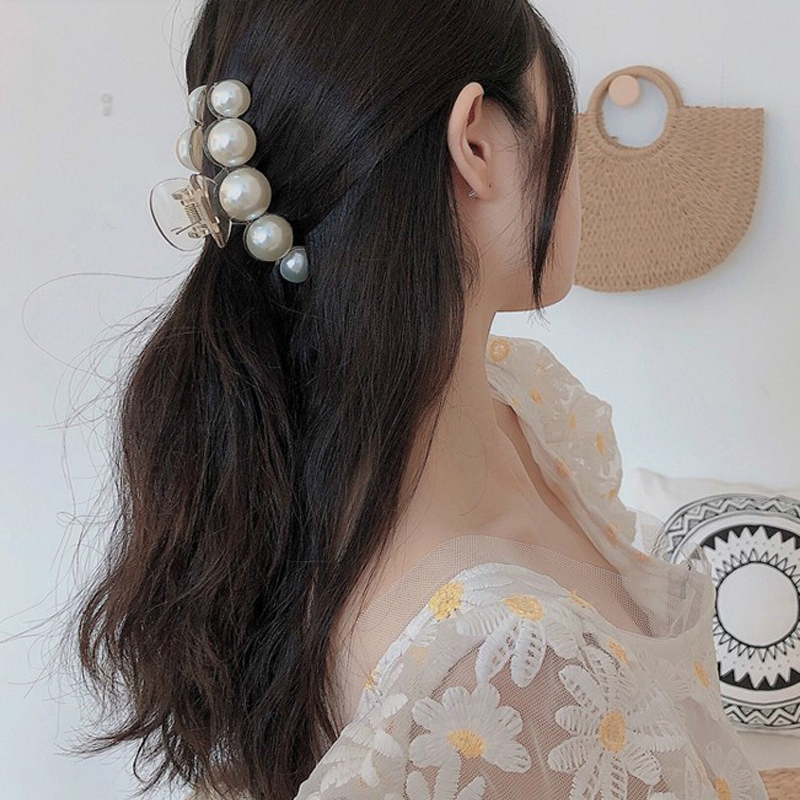 Kẹp bấu tóc đính hạt ngọc trai giả thời trang xinh xắn cho nữ