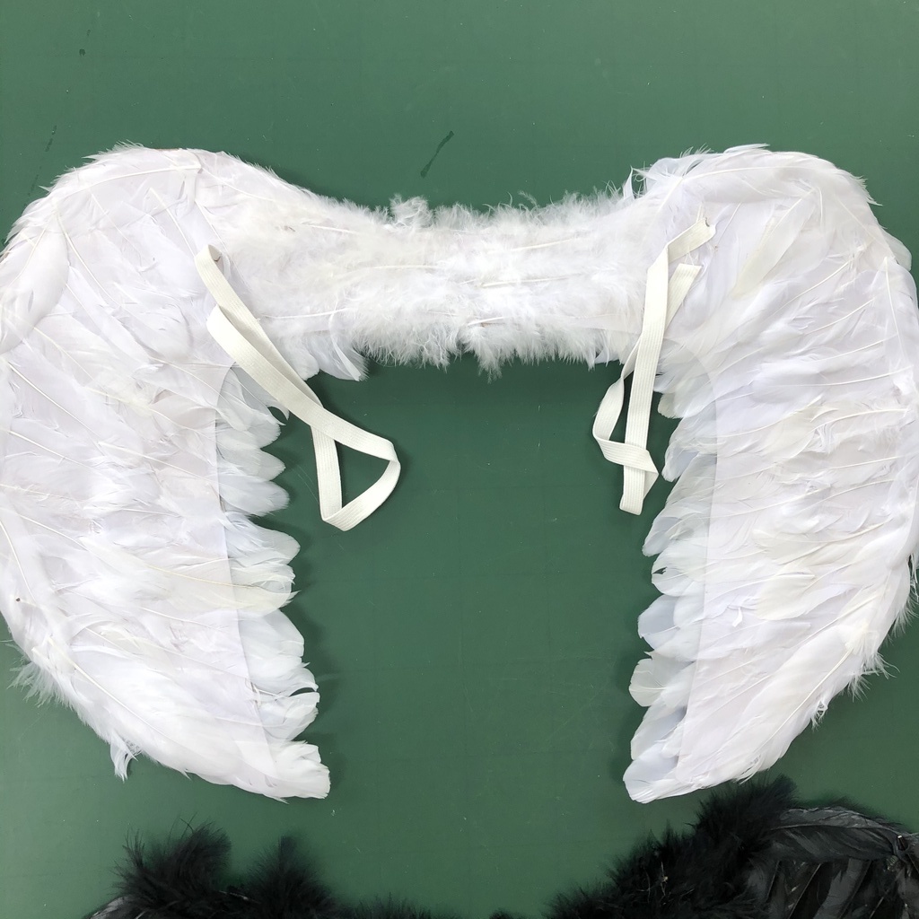Đôi cánh thiên thần và ma hắc ám bằng lông vũ hóa trang chụp ảnh cosplay Halloween