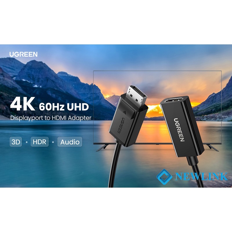 Cáp chuyển đổi Displayport  sang cổng HDMI âm Ugreen 40362, 40363, 70694 CHÍNH HÃNG BH 18 THÁNG