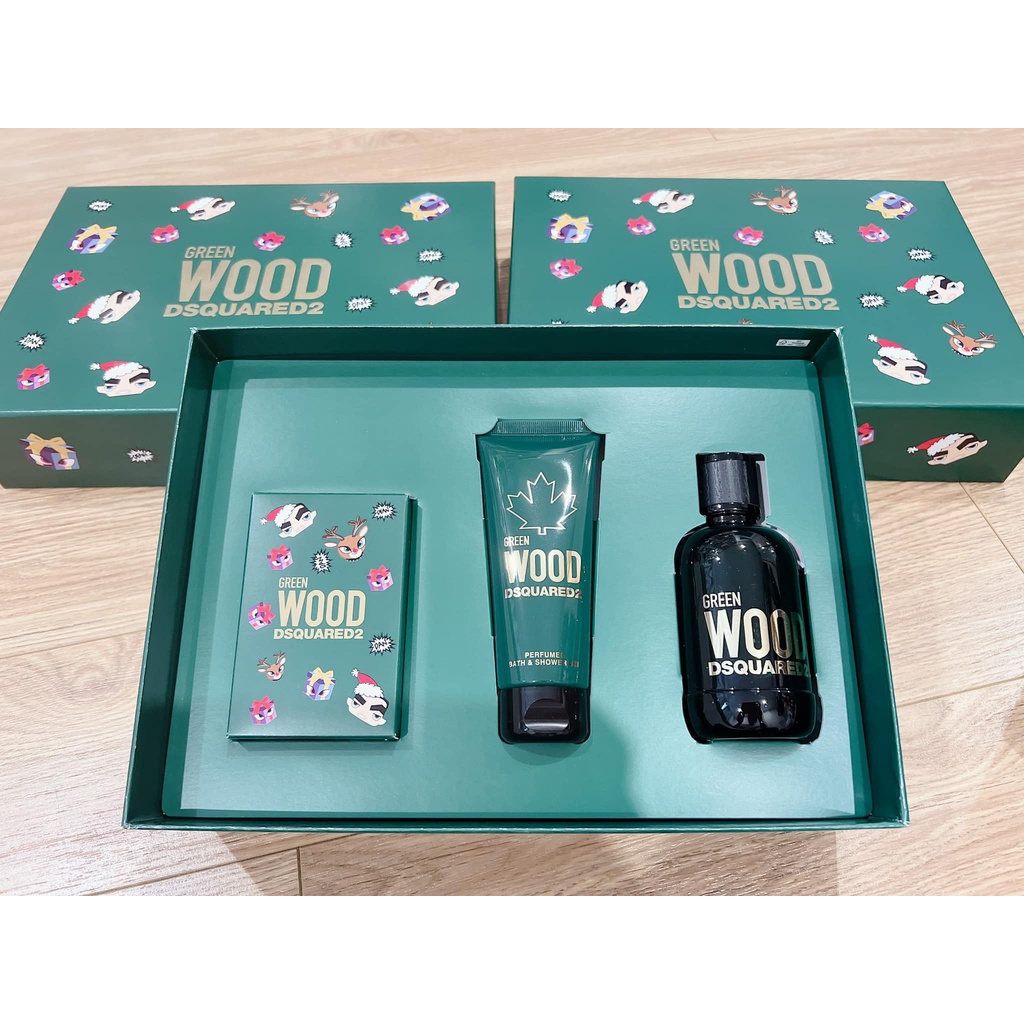 Set nước hoa Wood DSQuared2 Pour Homme Green EDT 3 món - Phiên bản xanh lá mới nhất nhà DSQuared2