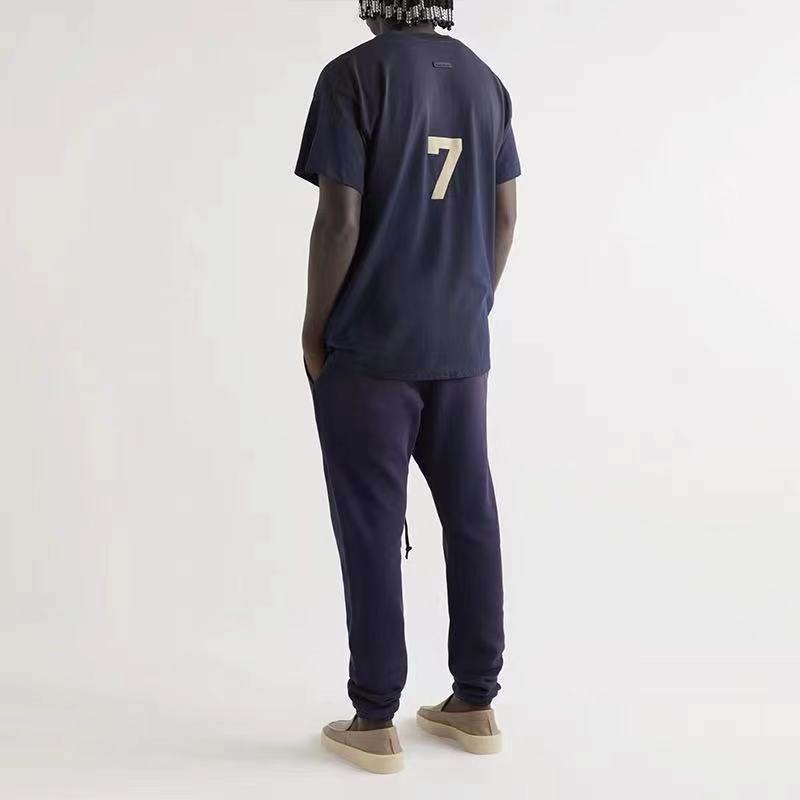 FEAR OF GOD Season 7 Main Line FOG High Street Loose Number 7 Flocking Print Summer Couple Short Sleeve T-shirt