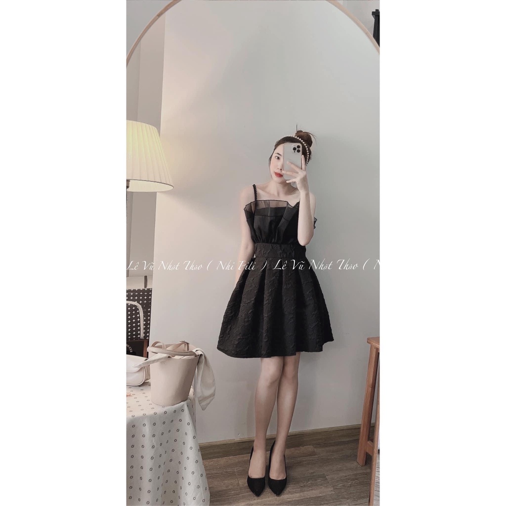 ĐẦM GẤM XỐP XẾP LY NGỰC VOAN BO EO 2 DÂY