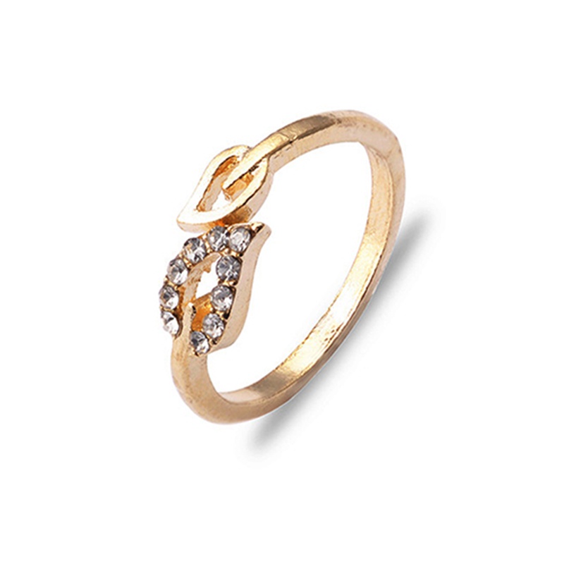 Nhẫn hợp kim dạng hở hình chiếc lá xinh xắn cá tính dành cho nữ