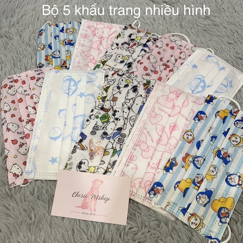 Khẩu trang in hình - gói 5 cái