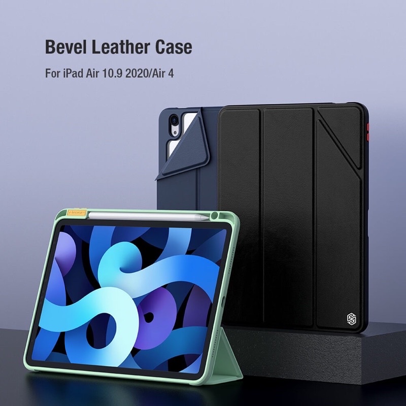Bao da Nillkin Bevel leather iPad Mini 6 Pro 11 2020, 2021 M1, Air 4, Gen 7, 8, 9 10.2 có nam châm nắp gập bảo vệ camera