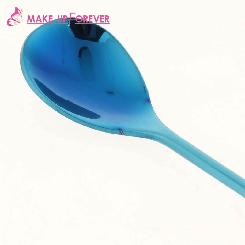 [Make_up Forever]Leaf Pattern Stainless Steel Tea Coffee Spoon Tableware Colorful