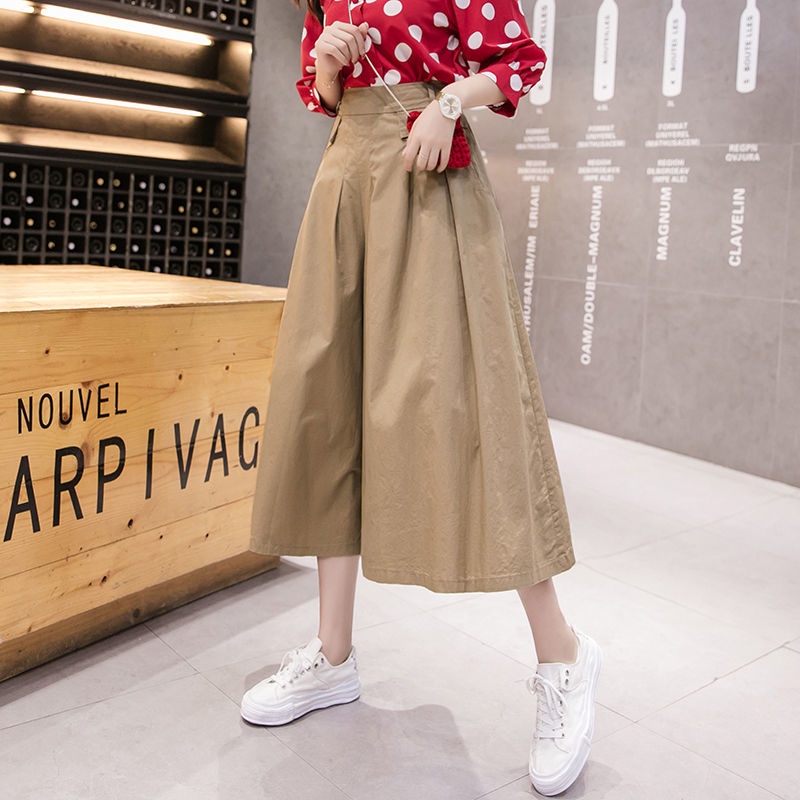 [Chất Lượng Cao] Quần Đùi Giả Váy Ống Rộng Lưng Thun Cao Thời Trang Thường Ngày Cho Nữ