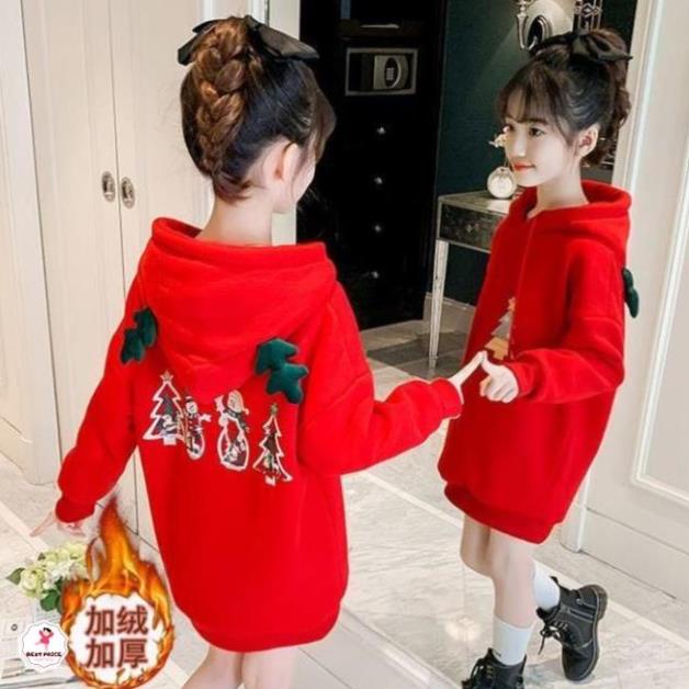 Áo hoodie noel lót nỉ  bé gái 7 8 9 10 11 12 tuổi☑️ áo hoodie dài tay form rộng size đại 30kg 35kg 40kg
